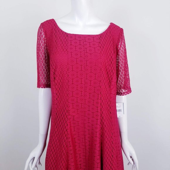 Danny & Nicole Floral Lace Fit & Flare Dress 16W - Picture 2 of 6